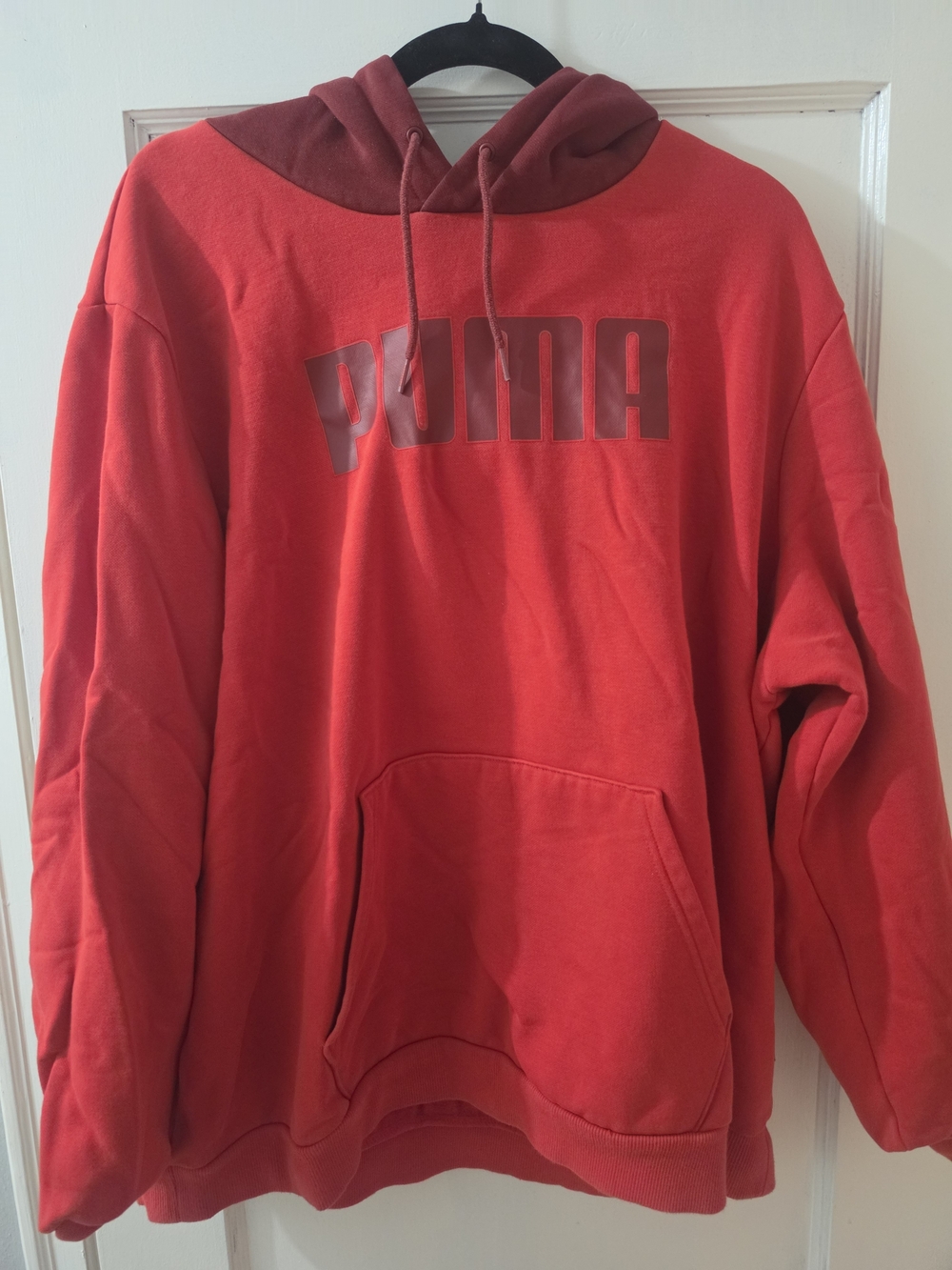 Puma Men's Red Hooded Pullover with Contrast Hood